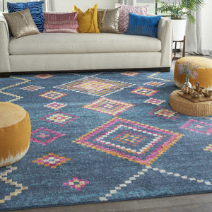 Homeroots 7' X 10' Navy Blue Southwestern Berber Area Rug  Polypropylene 385779