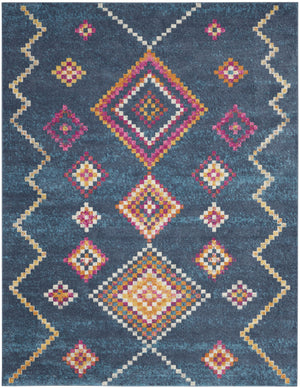 Homeroots 7' X 10' Navy Blue Southwestern Berber Area Rug  Polypropylene 385779