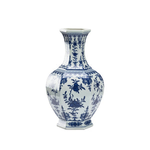 Dynasty Blue and White Flower Vase Blue, White/Cream 385779 Chelsea House