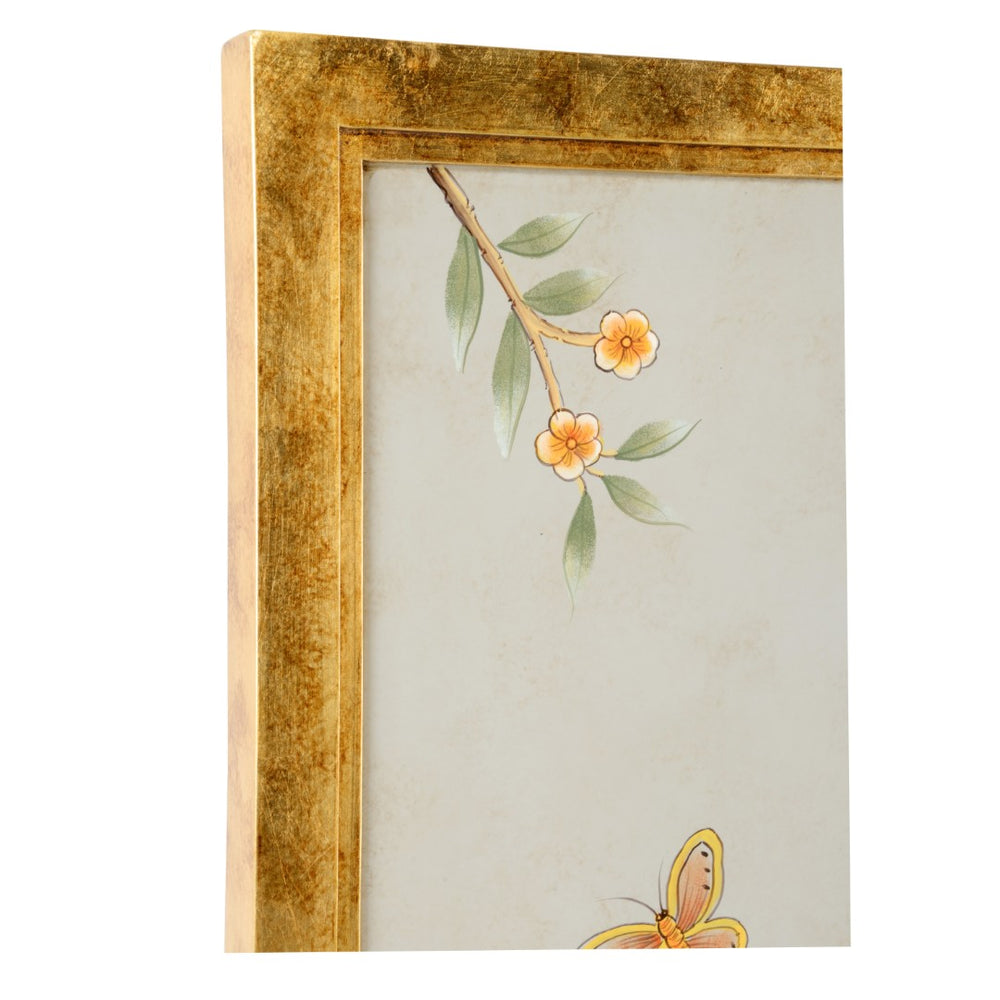 Chelsea House Chinese Hand-Painted Chinoiserie Panel In Gray With Gold Frame — 48"X32" Elegant Focal Art For Walls 385783