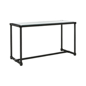 Chelsea House Twisted Cast-Iron Console Table With Clear Tempered Glass Top — Hand-Finished Black, 54.75" W 385792