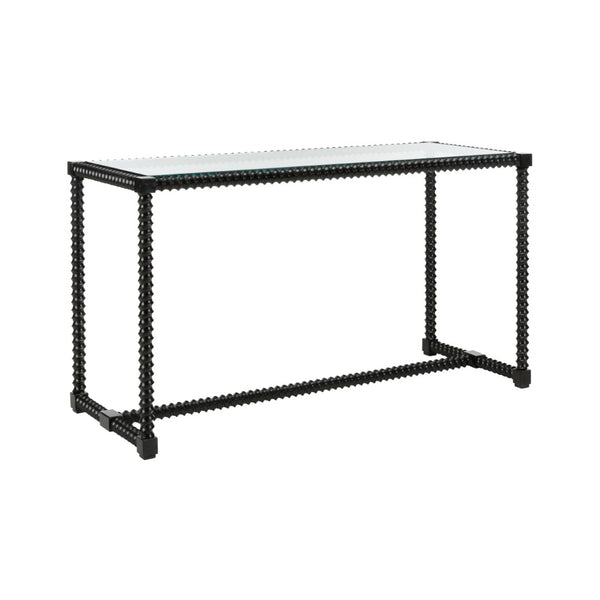 Chelsea House Twisted Cast-Iron Console Table With Clear Tempered Glass Top — Hand-Finished Black, 54.75" W 385792