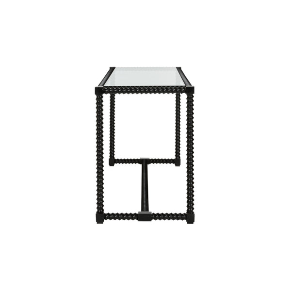 Chelsea House Twisted Cast-Iron Console Table With Clear Tempered Glass Top — Hand-Finished Black, 54.75" W 385792