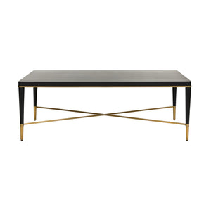 Chelsea House Hamlet Matte Black Cocktail Table With Antique Brass Accents, Low-Profile 52" Rectangular Surface 385794