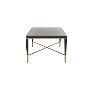 Chelsea House Hamlet Matte Black Cocktail Table With Antique Brass Accents, Low-Profile 52" Rectangular Surface 385794