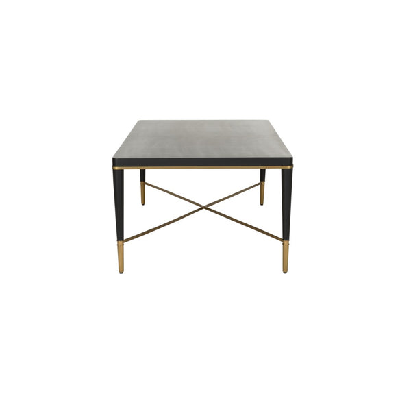Chelsea House Hamlet Matte Black Cocktail Table With Antique Brass Accents, Low-Profile 52" Rectangular Surface 385794
