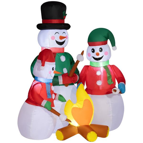 English Elm Outsunny 5 Ft Christmas Inflatables Snowman Family By Campfire With Led Lights For Festive Decor W2225P249943-GIGA