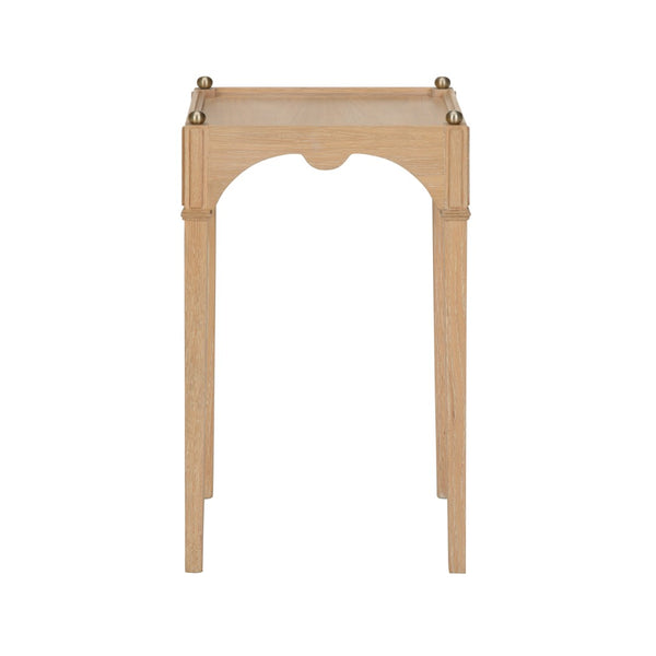 Chelsea House Kent Drinks Table — Regency-Inspired Oak Side Table With Brass Ball Accents, Compact 21"H X12" Table For Modern Or Traditional Rooms 385801