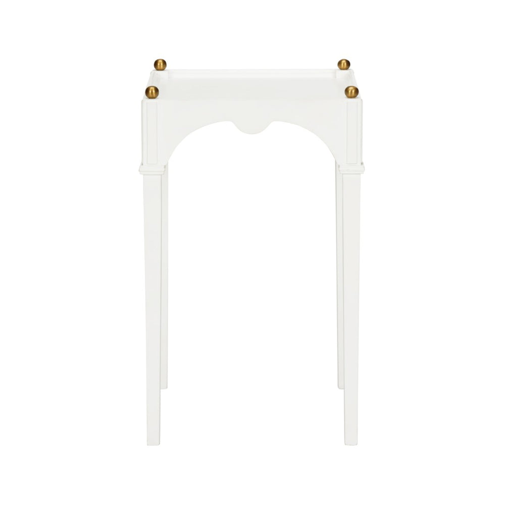 Chelsea House Kent Regency Drinks Table With Brass Ball Trim — Compact 21" H Side/Bed Accent In White, Oak, Mahogany 385802