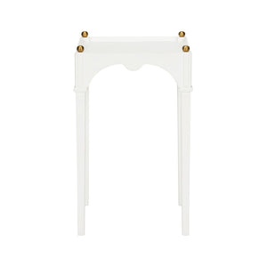 Chelsea House Kent Regency Drinks Table With Brass Ball Trim — Compact 21" H Side/Bed Accent In White, Oak, Mahogany 385802