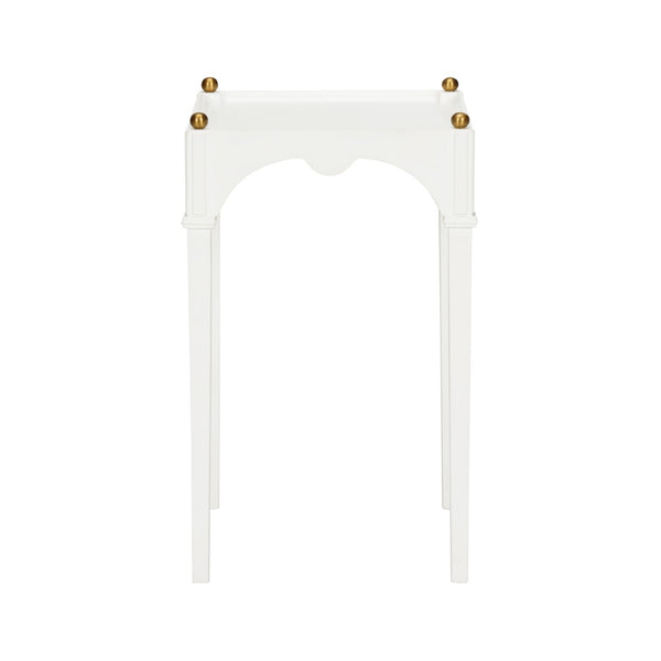 Chelsea House Kent Regency Drinks Table With Brass Ball Trim — Compact 21" H Side/Bed Accent In White, Oak, Mahogany 385802