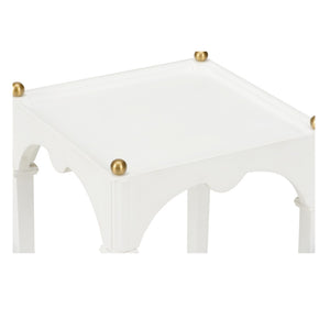 Chelsea House Kent Regency Drinks Table With Brass Ball Trim — Compact 21" H Side/Bed Accent In White, Oak, Mahogany 385802