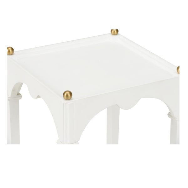 Chelsea House Kent Regency Drinks Table With Brass Ball Trim — Compact 21" H Side/Bed Accent In White, Oak, Mahogany 385802