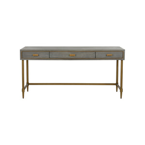 Chelsea House Margaret Mid-Century Writing Desk With Gray Oak Veneer, Slim Brass Legs & Spacious 64" Worksurface 385805
