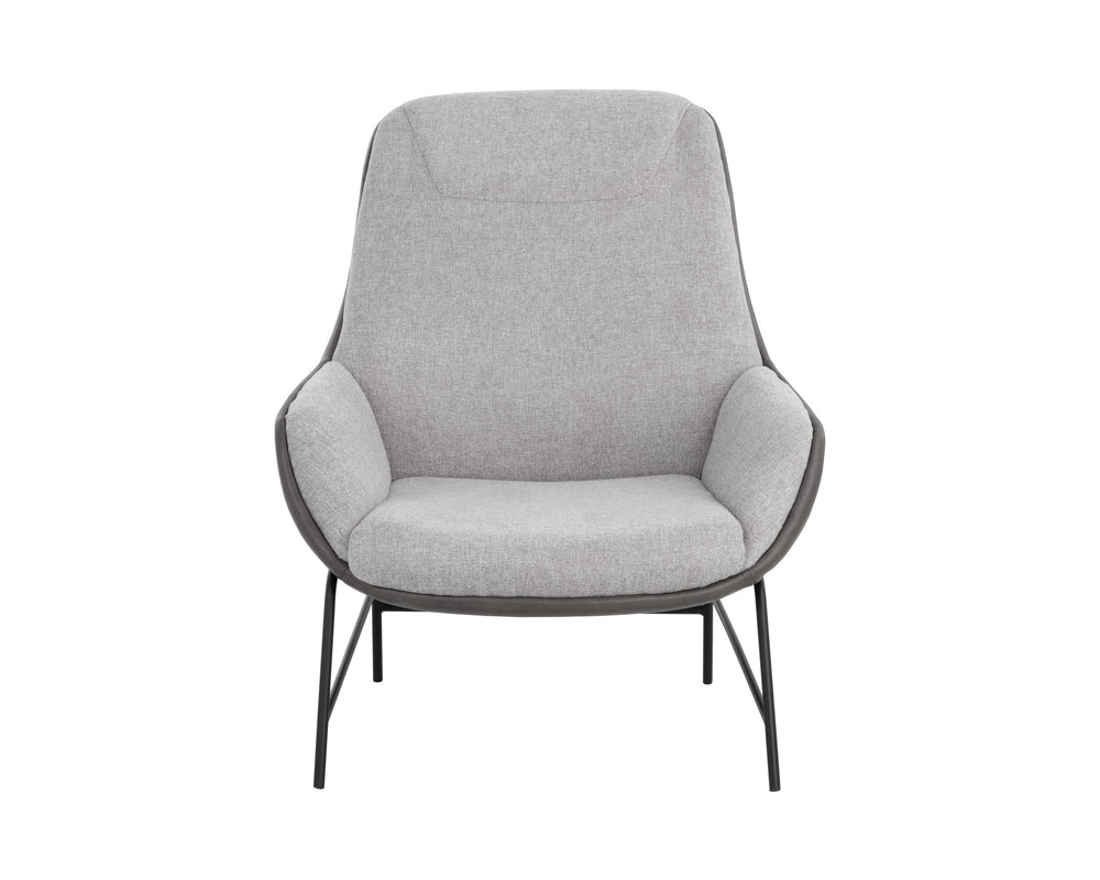Sunpan Lucier Lounge Chair - Stylish Comfort with Durable Fabric and Elegant Matte Black Finish for Any Space Matte Black, Belfast Heather Grey / Bravo Ash