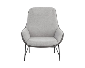 Sunpan Lucier Lounge Chair - Stylish Comfort with Durable Fabric and Elegant Matte Black Finish for Any Space Matte Black, Belfast Heather Grey / Bravo Ash