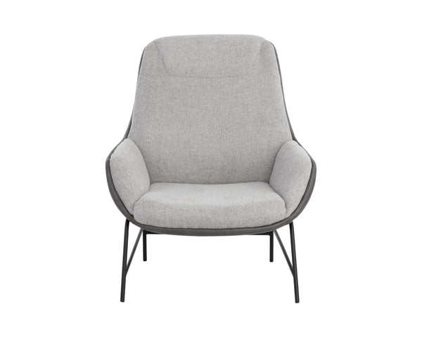 Sunpan Lucier Lounge Chair - Stylish Comfort with Durable Fabric and Elegant Matte Black Finish for Any Space Matte Black, Belfast Heather Grey / Bravo Ash