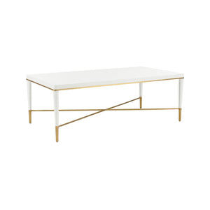 Chelsea House Hamlet White Cocktail Table With Gold-Capped Feet — Minimalist 52" Lacquer Console For Stylish Entertaining 385812