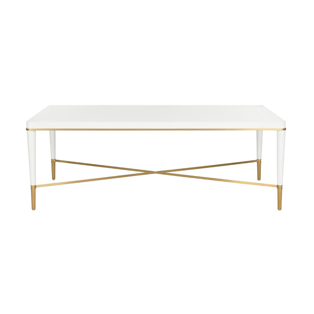 Chelsea House Hamlet White Cocktail Table With Gold-Capped Feet — Minimalist 52" Lacquer Console For Stylish Entertaining 385812