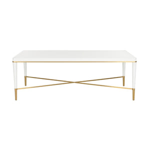 Chelsea House Hamlet White Cocktail Table With Gold-Capped Feet — Minimalist 52" Lacquer Console For Stylish Entertaining 385812