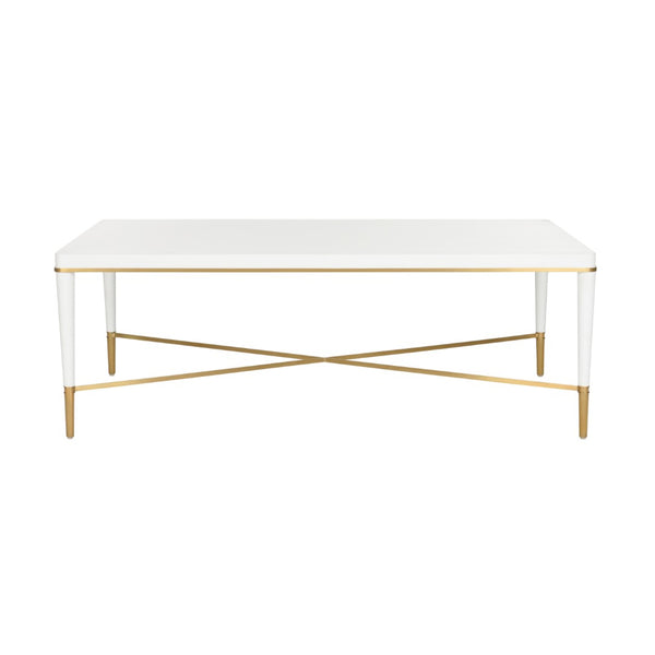 Chelsea House Hamlet White Cocktail Table With Gold-Capped Feet — Minimalist 52" Lacquer Console For Stylish Entertaining 385812