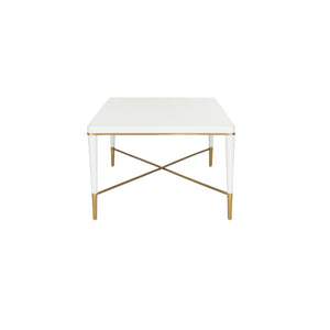 Chelsea House Hamlet White Cocktail Table With Gold-Capped Feet — Minimalist 52" Lacquer Console For Stylish Entertaining 385812