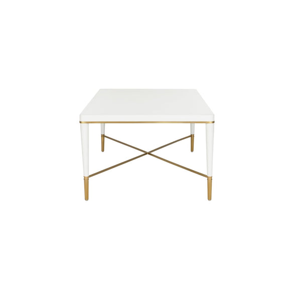 Chelsea House Hamlet White Cocktail Table With Gold-Capped Feet — Minimalist 52" Lacquer Console For Stylish Entertaining 385812