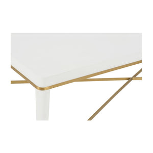 Chelsea House Hamlet White Cocktail Table With Gold-Capped Feet — Minimalist 52" Lacquer Console For Stylish Entertaining 385812