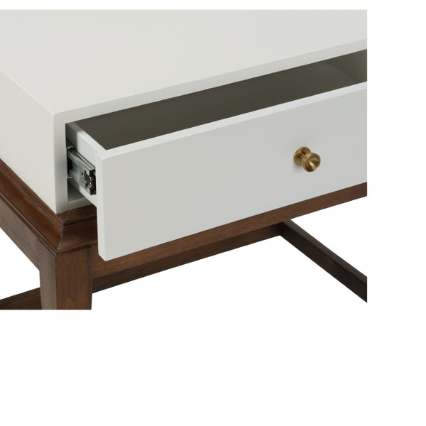 Chelsea House Emery Mahogany Base End Table With White Top, 3 Drawers For Storage, Compact 24"H X 26"D Stylish Accent 385813