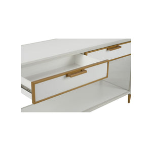 Chelsea House Bobbie Slim Console Table In Crisp White With Antique Brass Trim — Transitional Hallway Elegance 385815