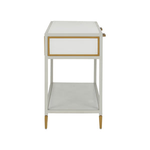 Chelsea House Bobbie Slim Console Table In Crisp White With Antique Brass Trim — Transitional Hallway Elegance 385815