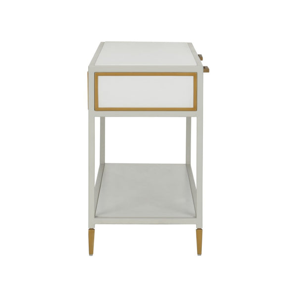 Chelsea House Bobbie Slim Console Table In Crisp White With Antique Brass Trim — Transitional Hallway Elegance 385815