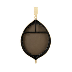 Chelsea House Cabochon Sculptural Pendant Mirror With Matte Black Frame, Gold Leaf Accents & Beveled Glass (55.5" H) 385817