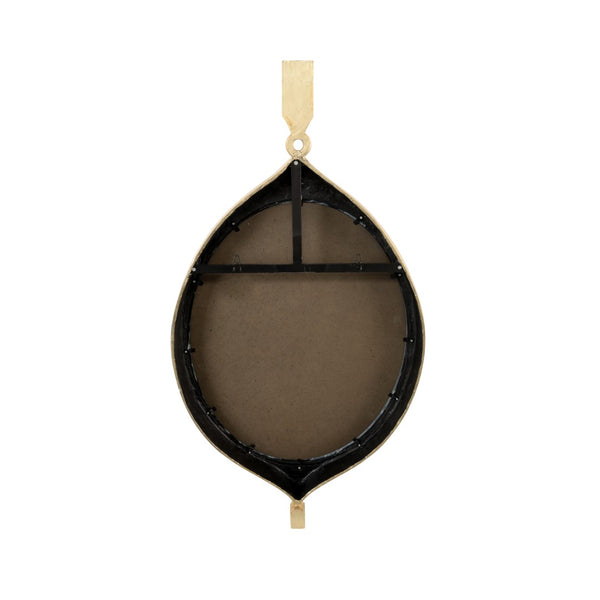 Chelsea House Cabochon Sculptural Pendant Mirror With Matte Black Frame, Gold Leaf Accents & Beveled Glass (55.5" H) 385817