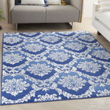 Homeroots 5' X 7' Blue Floral Dhurrie Area Rug Blue Polypropylene 385820