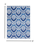 Homeroots 5' X 7' Blue Floral Dhurrie Area Rug Blue Polypropylene 385820