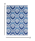 Homeroots 6' X 9' Blue Floral Dhurrie Area Rug Blue Polypropylene 385821