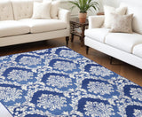 Homeroots 6' X 9' Blue Floral Dhurrie Area Rug Blue Polypropylene 385821