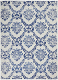 Homeroots 5' X 7' Blue And Ivory Floral Dhurrie Area Rug Ivory Navy Polypropylene 385823