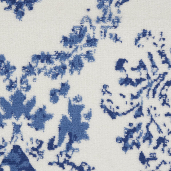 HomeRoots 6' Ivory and Blue Damask Distressed Area Rug - Timeless Elegance for Living Rooms and More 6' X 9' 385824