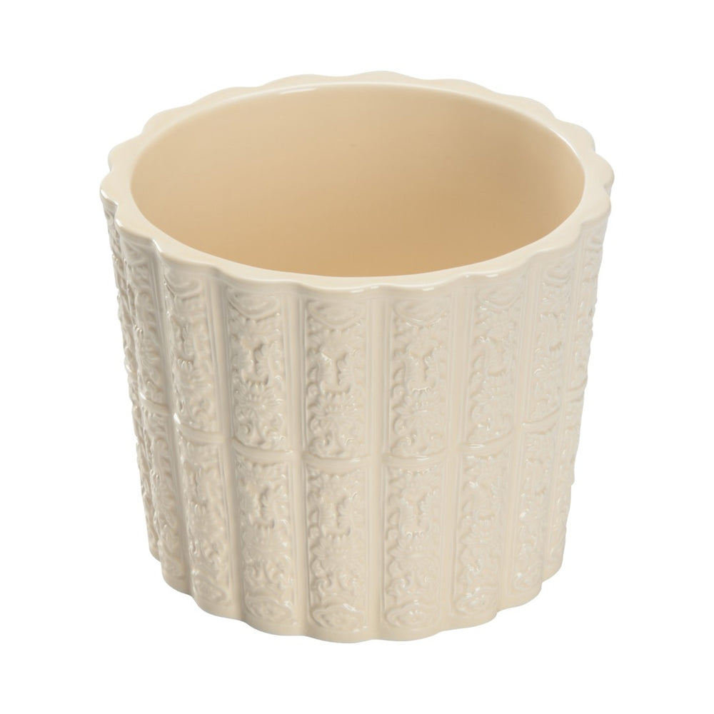 Chelsea House Brandywine Handmade Ceramic Planter In Glossy Cream Ivory — Classic Silhouette, Durable Artisanal Decor 385826