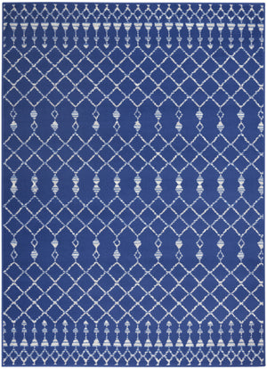 Homeroots 5' X 7' Navy Blue Geometric Berber Area Rug Navy Polypropylene 385830