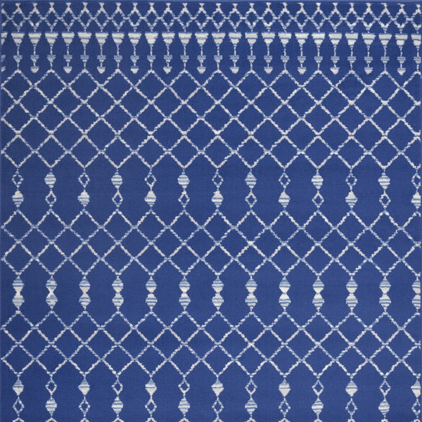 Homeroots 6' X 9' Navy Blue Geometric Berber Area Rug Navy Polypropylene 385831