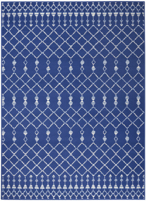 Homeroots 6' X 9' Navy Blue Geometric Berber Area Rug Navy Polypropylene 385831