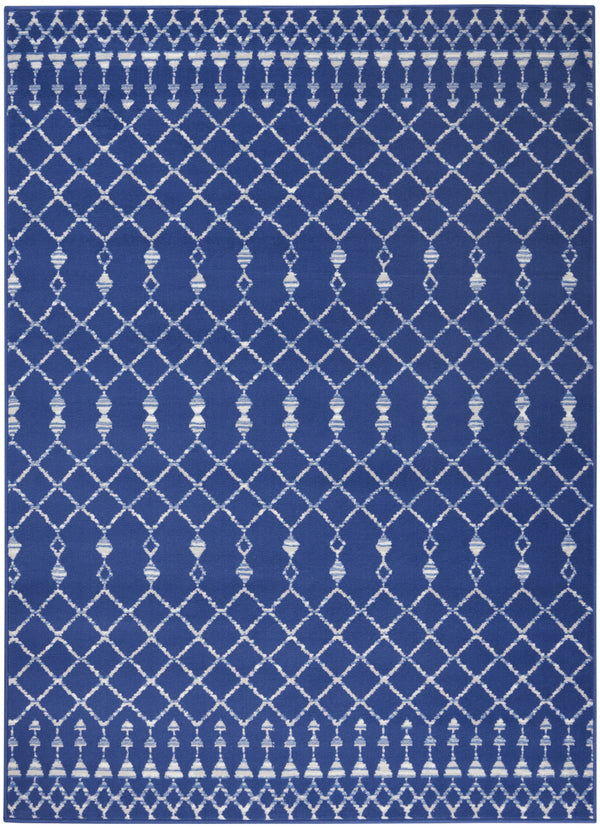 Homeroots 6' X 9' Navy Blue Geometric Berber Area Rug Navy Polypropylene 385831