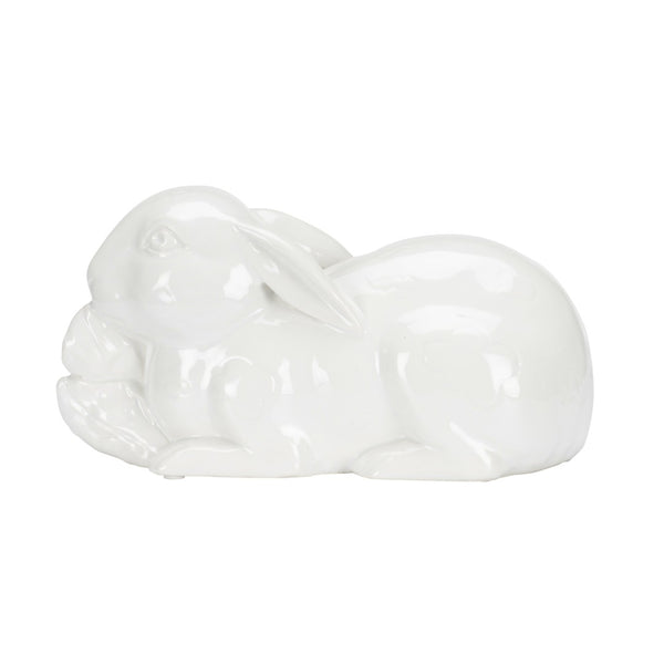 Chelsea House Staffordshire Ceramic Rabbit Figurine By Bill Cain — Glossy White Porcelain Accent For Manteltops (6X11) 385832