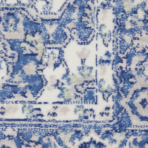 HomeRoots 6' Elegant Blue and Gray Floral Area Rug - Durable, Stain-Resistant Design for High-Traffic Spaces 6' X 9' 385834