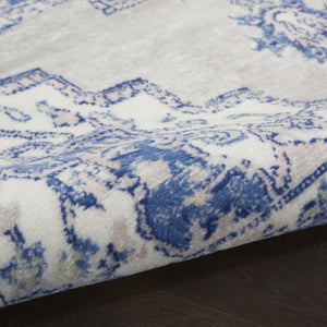 HomeRoots 6' Elegant Blue and Gray Floral Area Rug - Durable, Stain-Resistant Design for High-Traffic Spaces 6' X 9' 385834