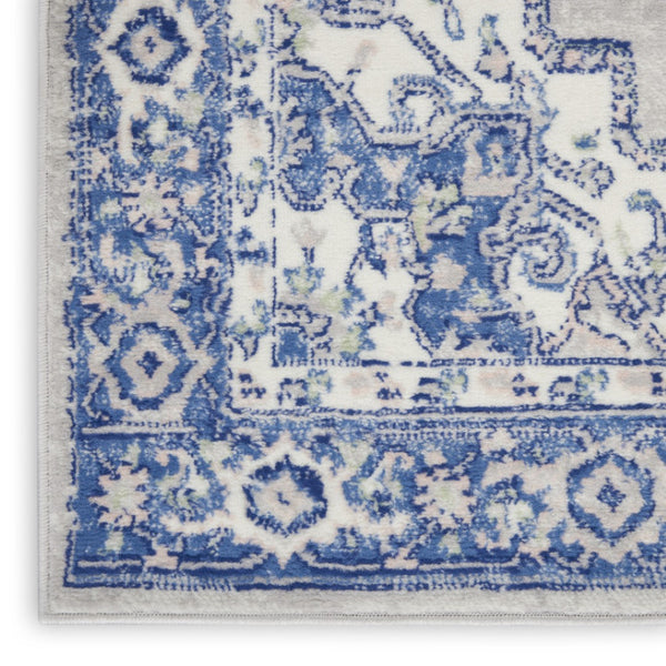 HomeRoots 6' Elegant Blue and Gray Floral Area Rug - Durable, Stain-Resistant Design for High-Traffic Spaces 6' X 9' 385834
