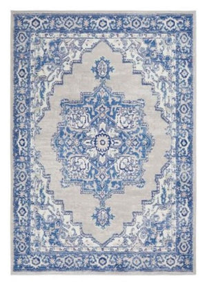 Homeroots 6' X 9' Blue Gray Floral Dhurrie Area Rug Grey Blue Polypropylene 385834